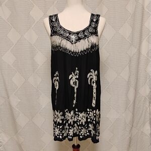 Rima Beach World Black and White Embroidered Women's Top One Size